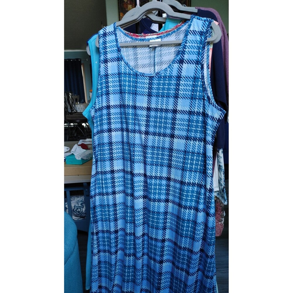 LuLaRoe Blue Plaid Dani Dress 3X